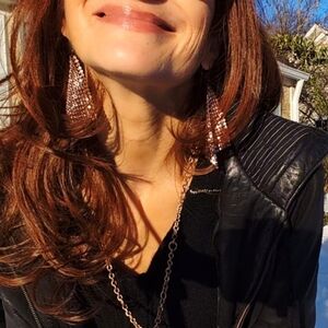 Vintage 1970s Studio 54 Rose Gold Long Mesh Earrings